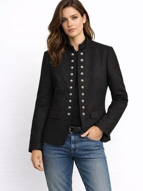 Black Military Style Jacket Blazer Structured